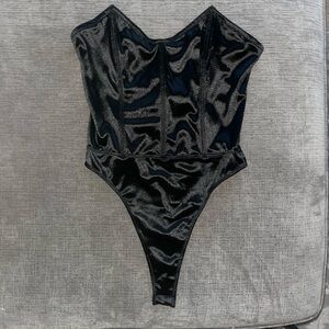 Black Corset-Style Bodysuit